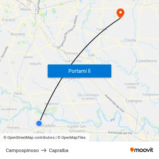 Campospinoso to Capralba map