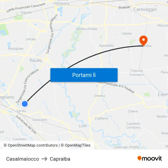 Casalmaiocco to Capralba map
