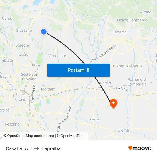 Casatenovo to Capralba map