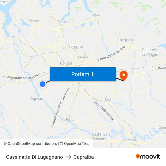 Cassinetta Di Lugagnano to Capralba map