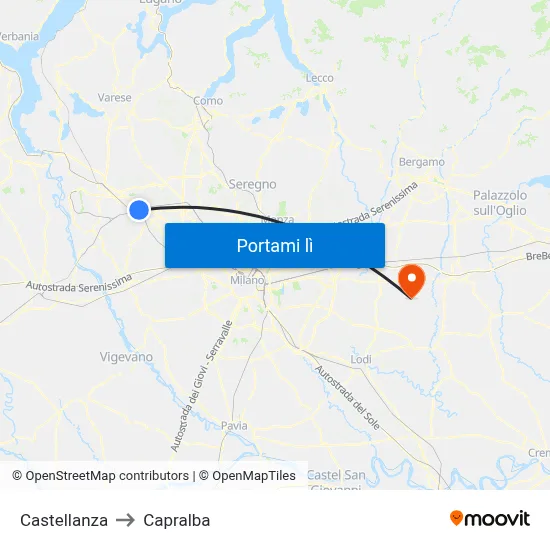 Castellanza to Capralba map