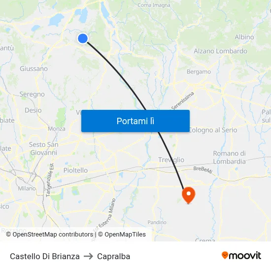 Castello Di Brianza to Capralba map