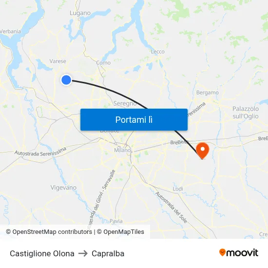 Castiglione Olona to Capralba map