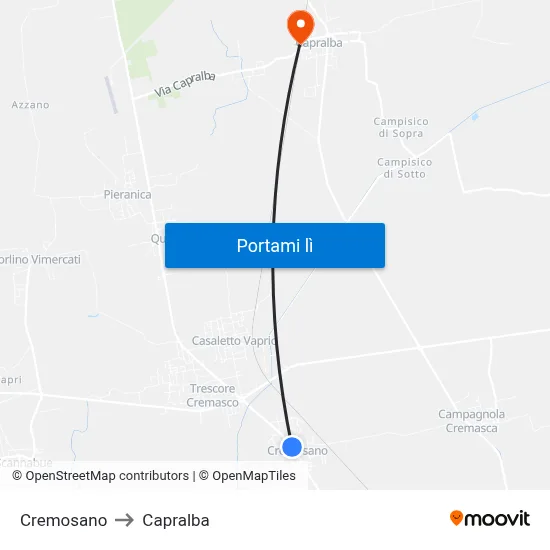 Cremosano to Capralba map