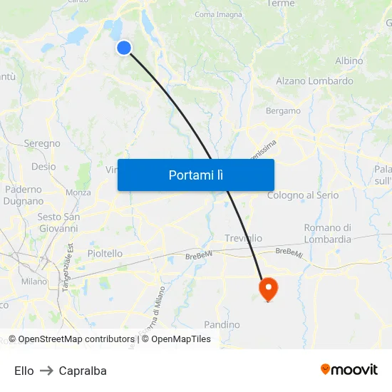 Ello to Capralba map