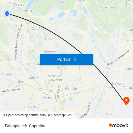 Faloppio to Capralba map