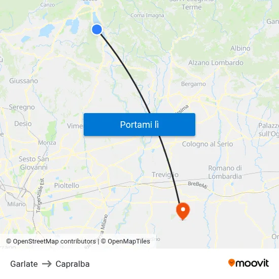 Garlate to Capralba map