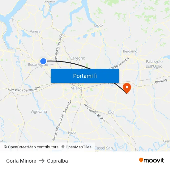 Gorla Minore to Capralba map