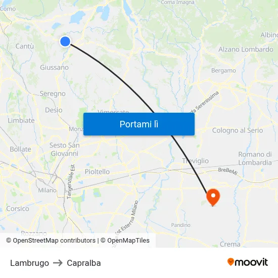 Lambrugo to Capralba map