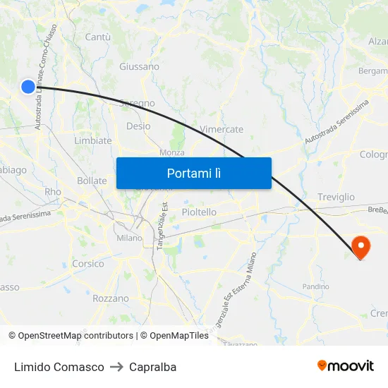 Limido Comasco to Capralba map