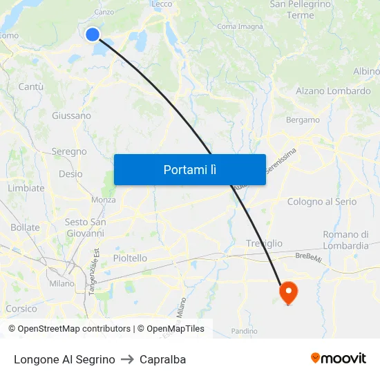 Longone Al Segrino to Capralba map