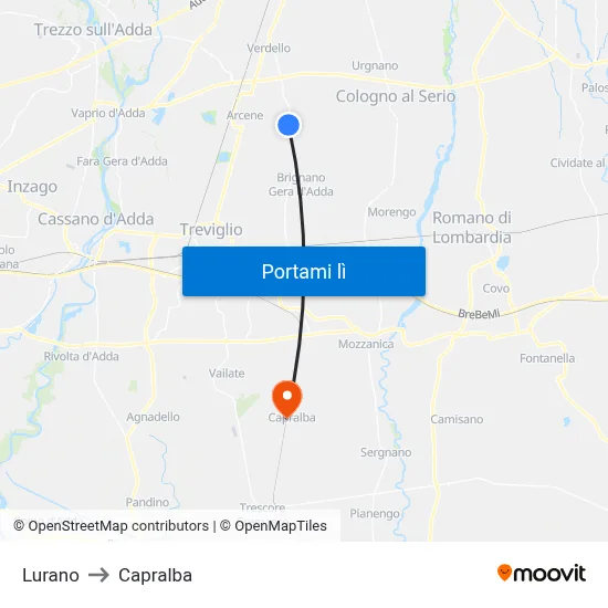 Lurano to Capralba map