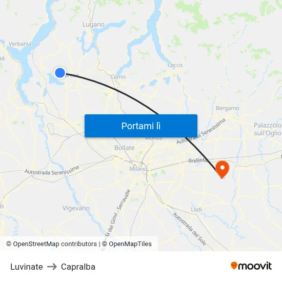 Luvinate to Capralba map