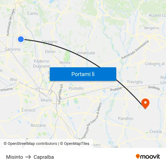 Misinto to Capralba map