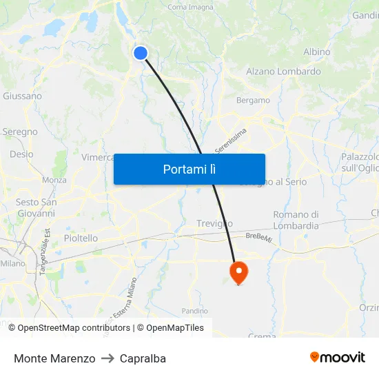 Monte Marenzo to Capralba map