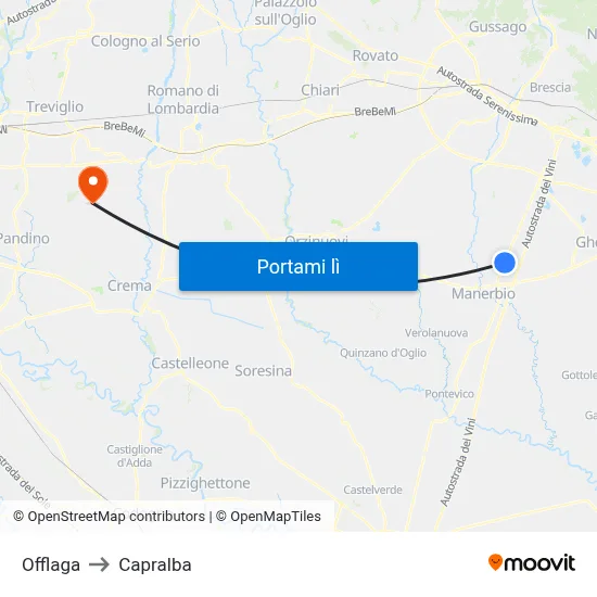 Offlaga to Capralba map