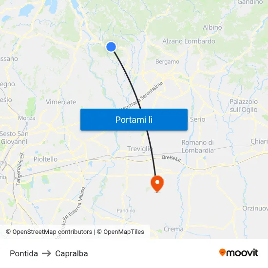 Pontida to Capralba map