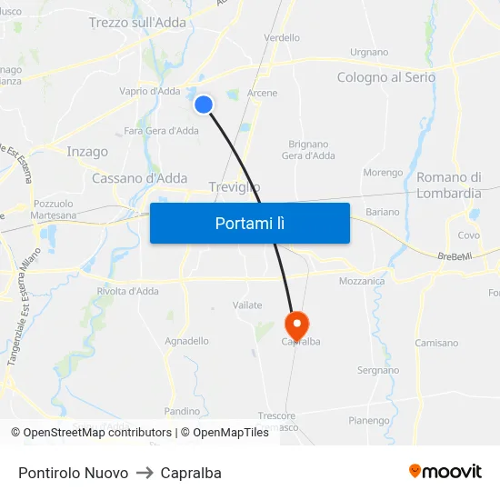 Pontirolo Nuovo to Capralba map