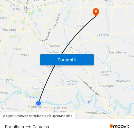 Portalbera to Capralba map