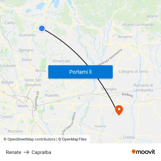 Renate to Capralba map