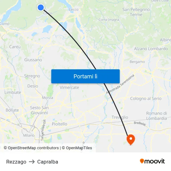 Rezzago to Capralba map