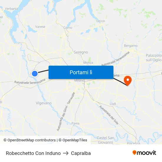 Robecchetto Con Induno to Capralba map