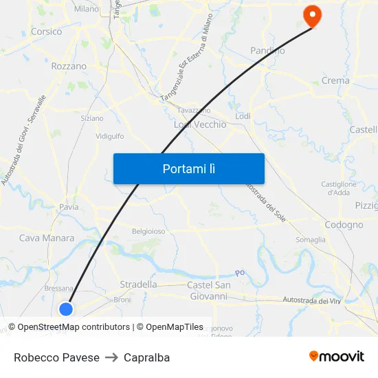 Robecco Pavese to Capralba map