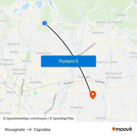 Rovagnate to Capralba map