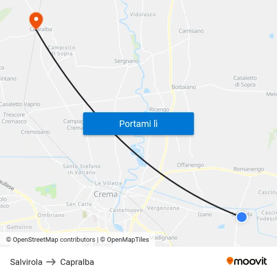 Salvirola to Capralba map