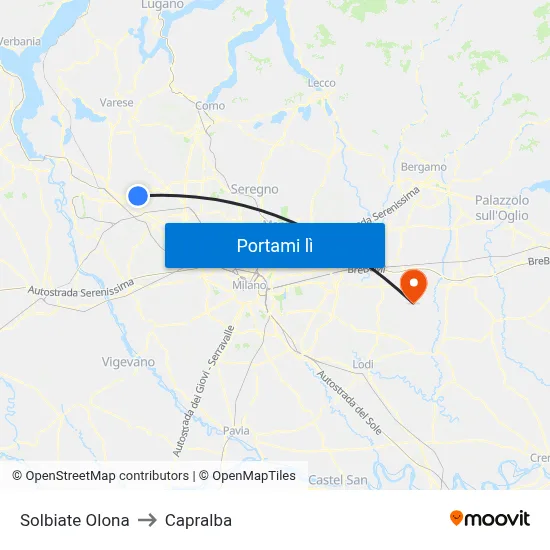 Solbiate Olona to Capralba map