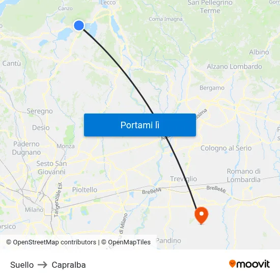 Suello to Capralba map