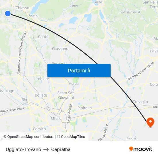 Uggiate-Trevano to Capralba map