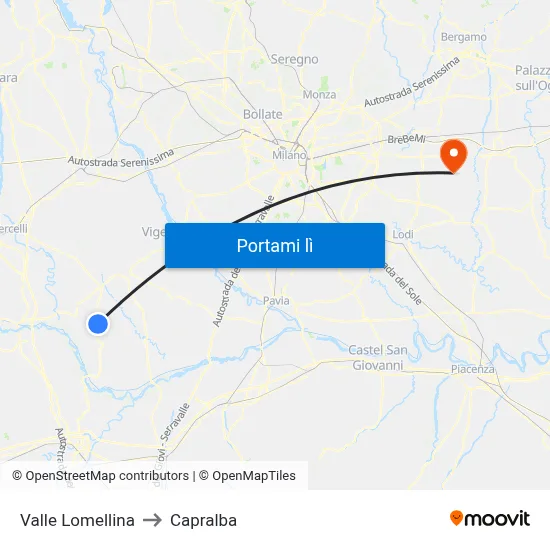 Valle Lomellina to Capralba map