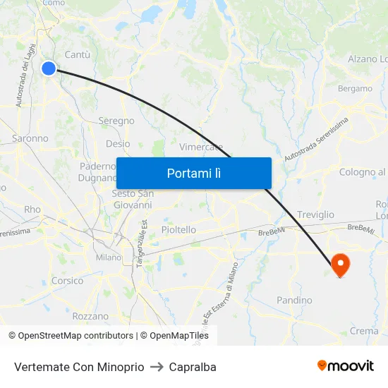 Vertemate Con Minoprio to Capralba map