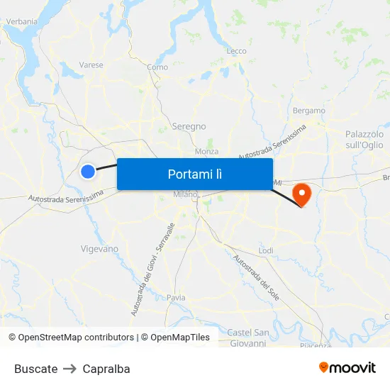 Buscate to Capralba map