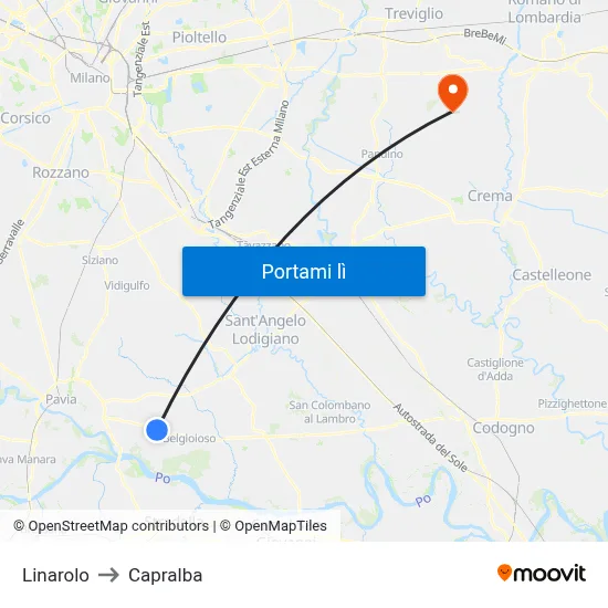 Linarolo to Capralba map