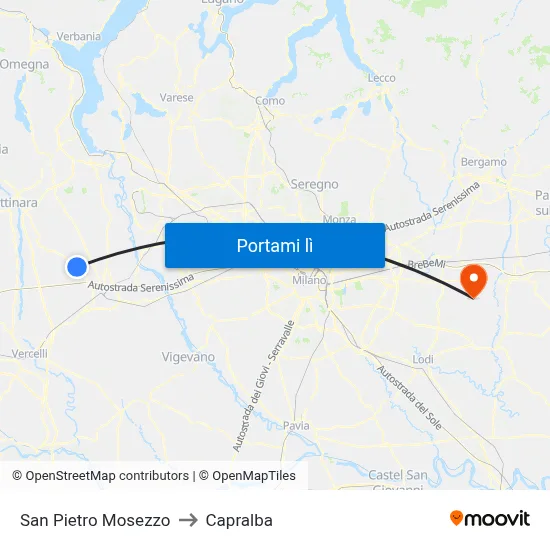 San Pietro Mosezzo to Capralba map
