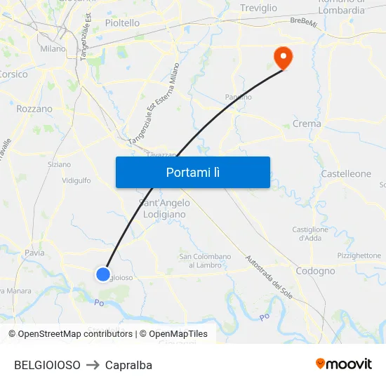 BELGIOIOSO to Capralba map