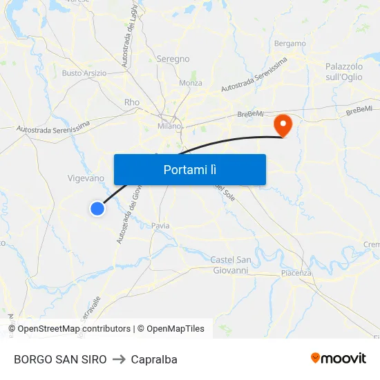 BORGO SAN SIRO to Capralba map