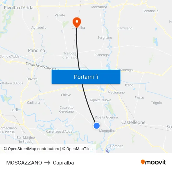MOSCAZZANO to Capralba map