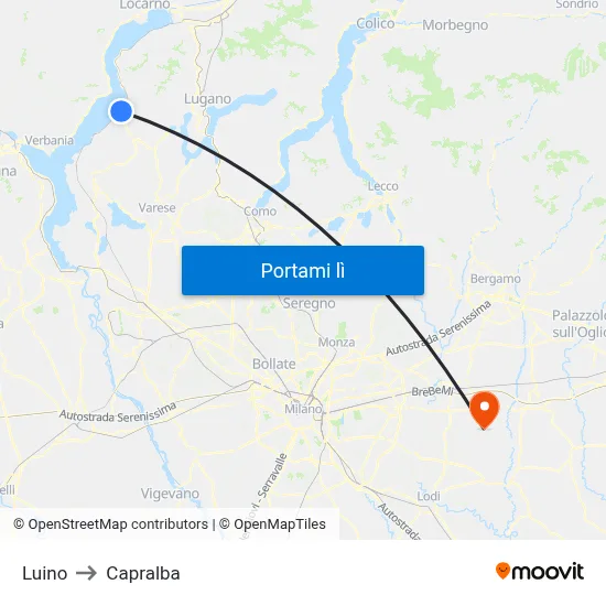 Luino to Capralba map