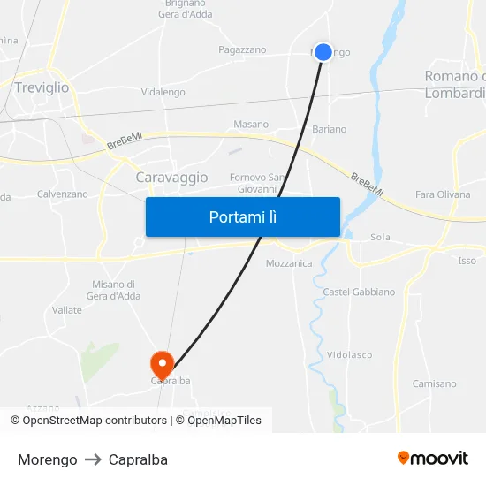 Morengo to Capralba map