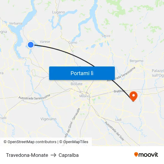 Travedona-Monate to Capralba map