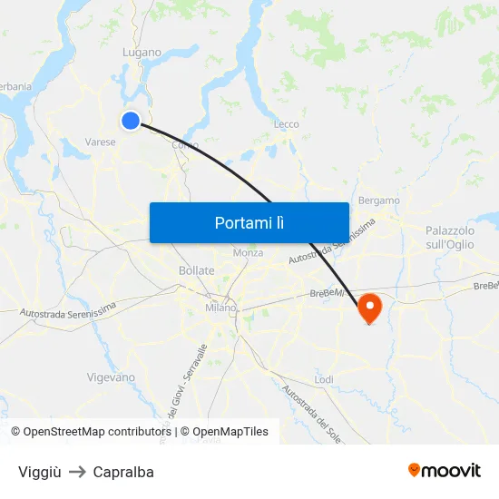 Viggiù to Capralba map