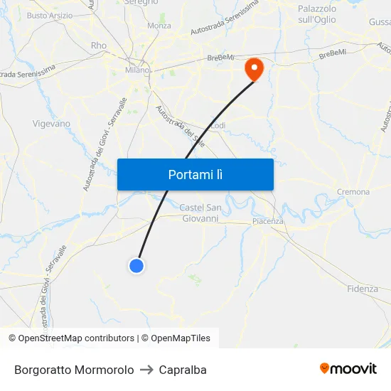 Borgoratto Mormorolo to Capralba map
