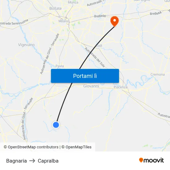Bagnaria to Capralba map