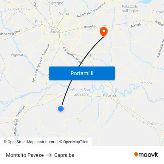 Montalto Pavese to Capralba map