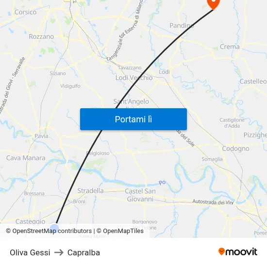 Oliva Gessi to Capralba map