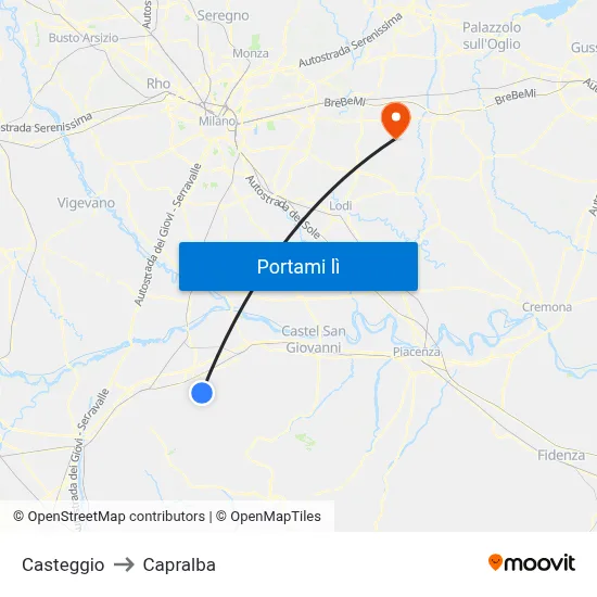 Casteggio to Capralba map