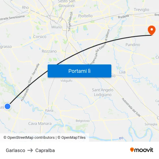 Garlasco to Capralba map